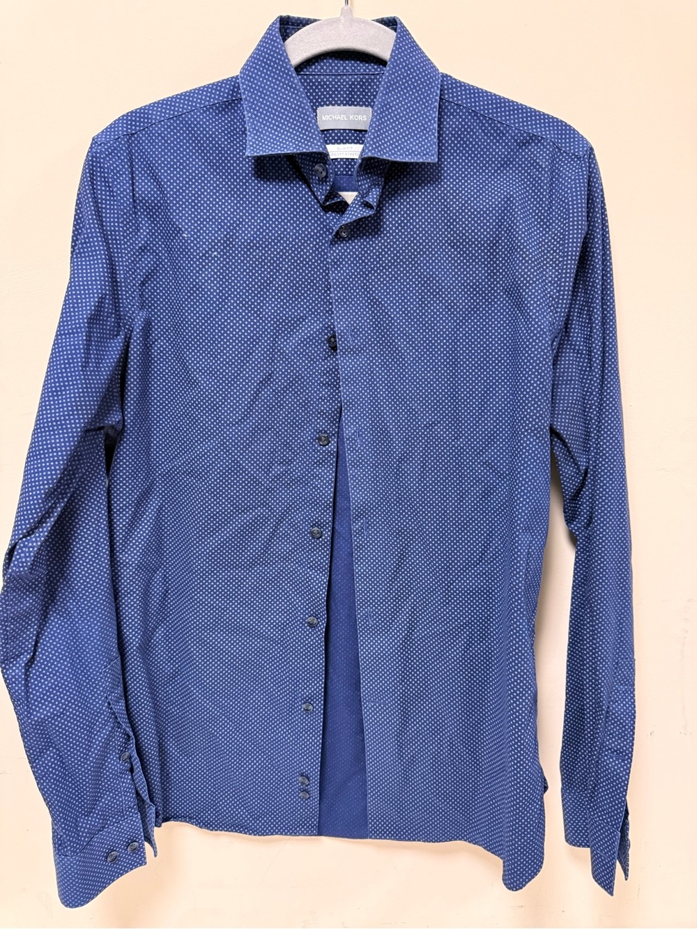 Michael Kors Men's Navy Blue Microdot Dress Shirt